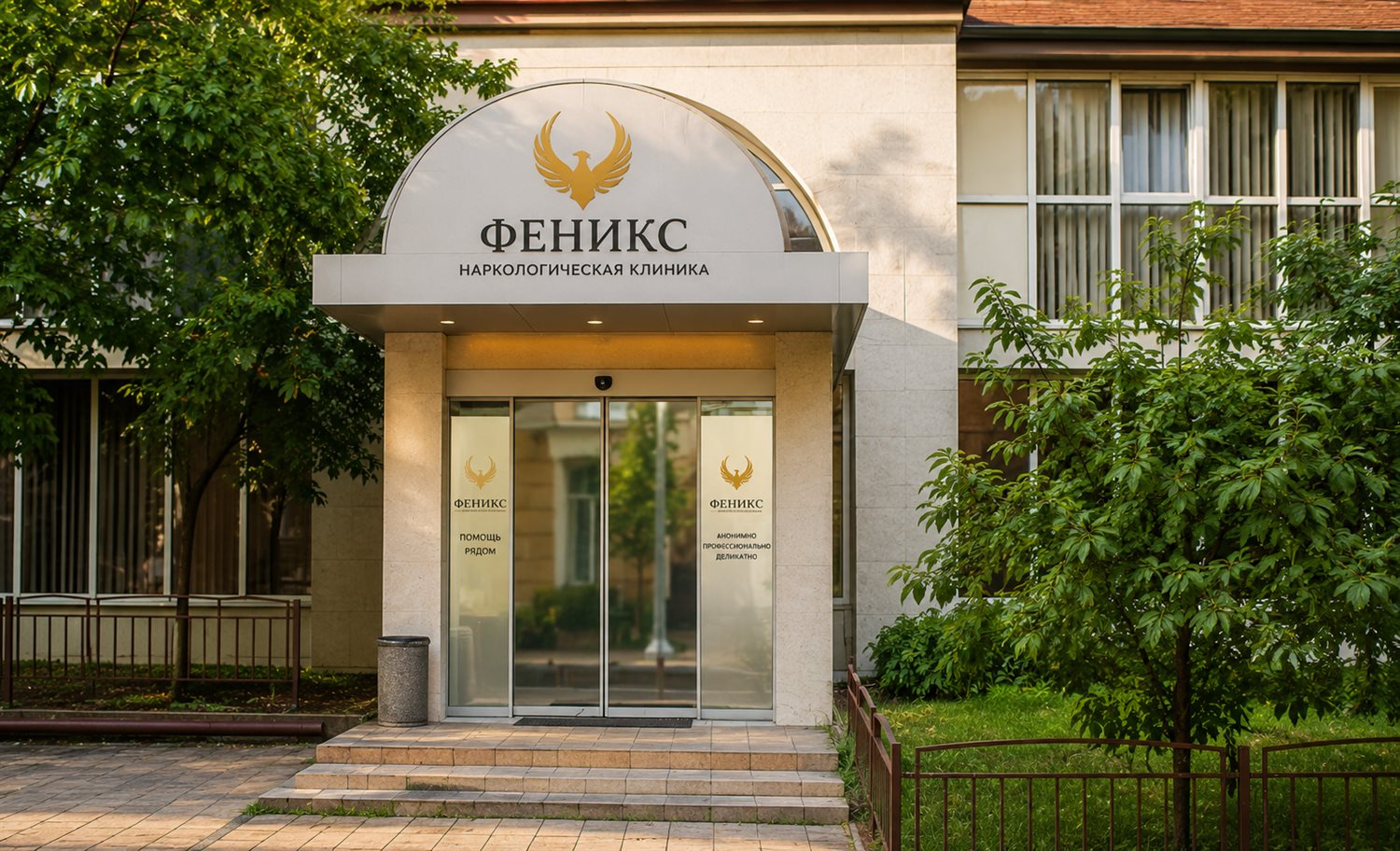 Вход в наркологическую клинику «Феникс» в Богородске